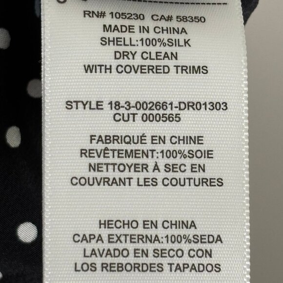 NWT Equipment 100% silk dress in black w/white polka dots, US XS - Picture 3 of 7